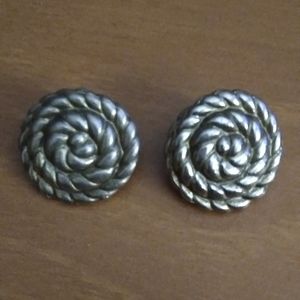 Vintage Silver Pierced Round Earrings